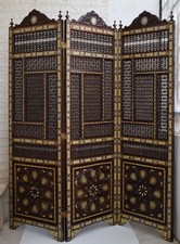 Moroccan Carved Wood Latticework Mashrabiya Screen, Room Divider, Wood Turners