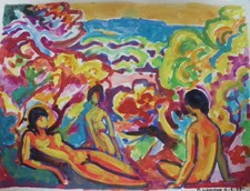 Pierre Lacroux (1909-1993) (013) - aquarelle - personnage