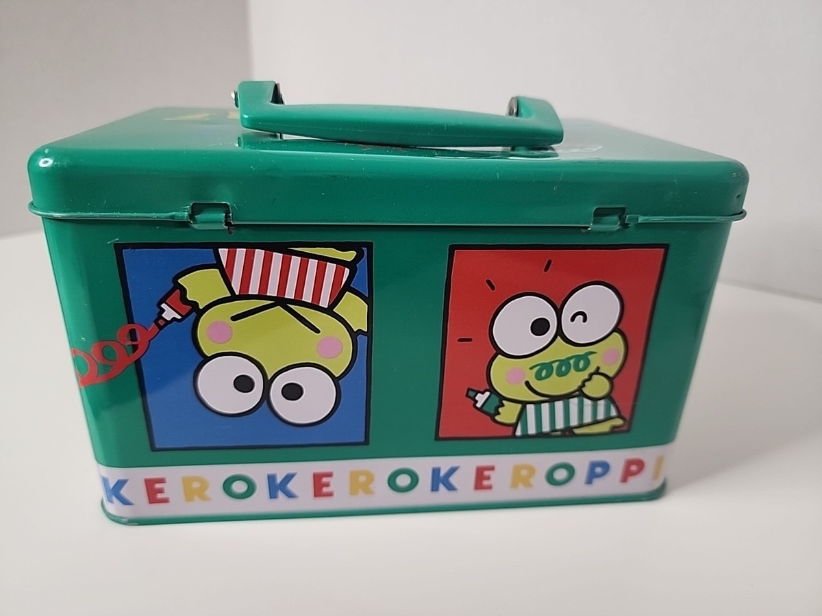 Sanrio Keroppi Green Metal Lunchbox Vintage Collectible Metal 1988