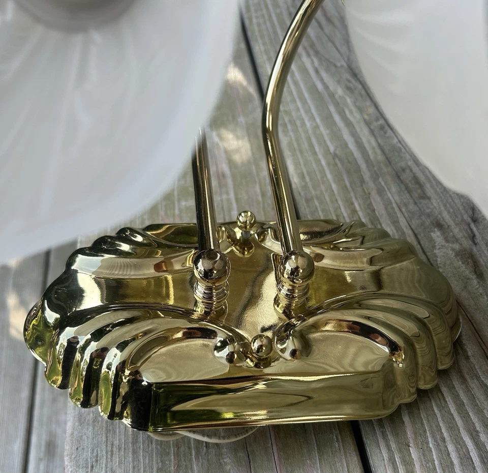 Lámpara de pared doble aplique de latón vintage Quoizel Art Deco pantallas de vidrio Foto 3 de 4