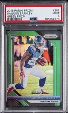 2018 PANINI PRIZM GREEN PRIZM #202 SAQUON BARKLEY ROOKIE RC PSA 9