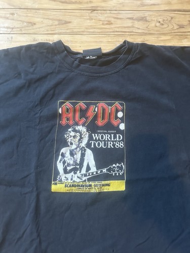 Vintage 90s Y2K AC DC World Tour 88 Band T Shirt Rock And Roll Size XXL ...