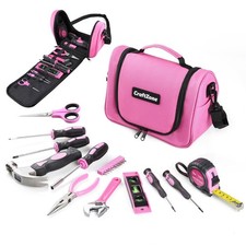 Pink Tool Set,Tool Bag for Women with Shoulder Strap,Basic Tool Kit,21Pcs,Too...