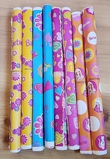 8 Rolls Of Mattel BARBIE 1998 Self Adhesive  Peel And Stick Paper