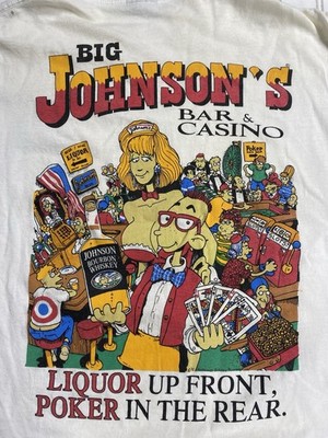 Vintage Single Stitch Shirt Big Johnsons Bar And Casino Large Original 90 s 1992