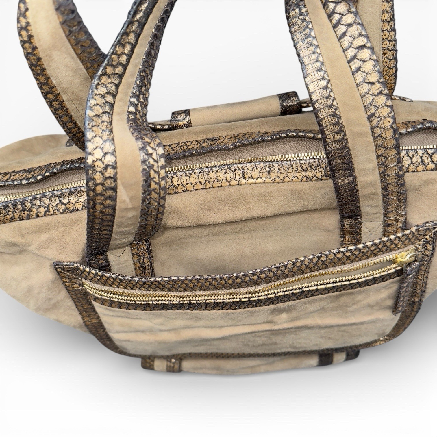 PIERRE HARDY Large Suede & Python Snakeskin Tote … - image 4