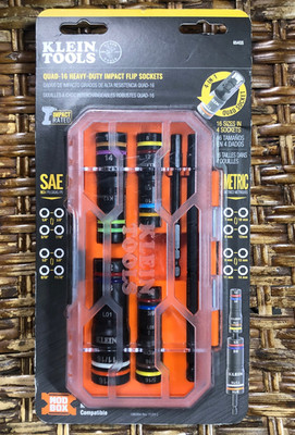 Klein 654QS KNECT Quad-16 Heavy Impact Flip Socket 6PC SAE/Metric (NEW SEALED)