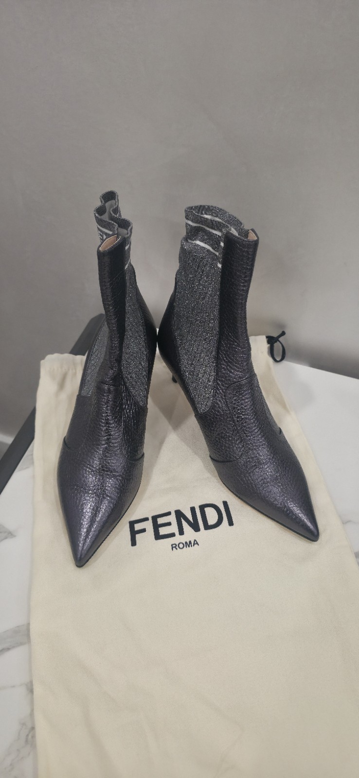 Fendi Rockoko Leather Sock Boots Size EU 37 thumbnail 3