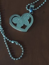 Edforce Steel Necklace  Heart Butterfly Penda...