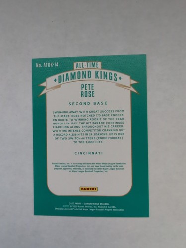 Diamond Kings 2020 Pete Rose All-Time Diamond Kings #ATDK-14 Cincinnati Reds - Imagen 2 de 2