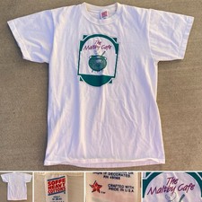 Maltby Cafe T-Shirt Single Stitch Sleeves Made In USA Size Adult M Stains