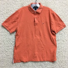 Tommy Hilfiger Polo Shirt Medium Adult Orange Short Sleeve Casual Golf Mens M