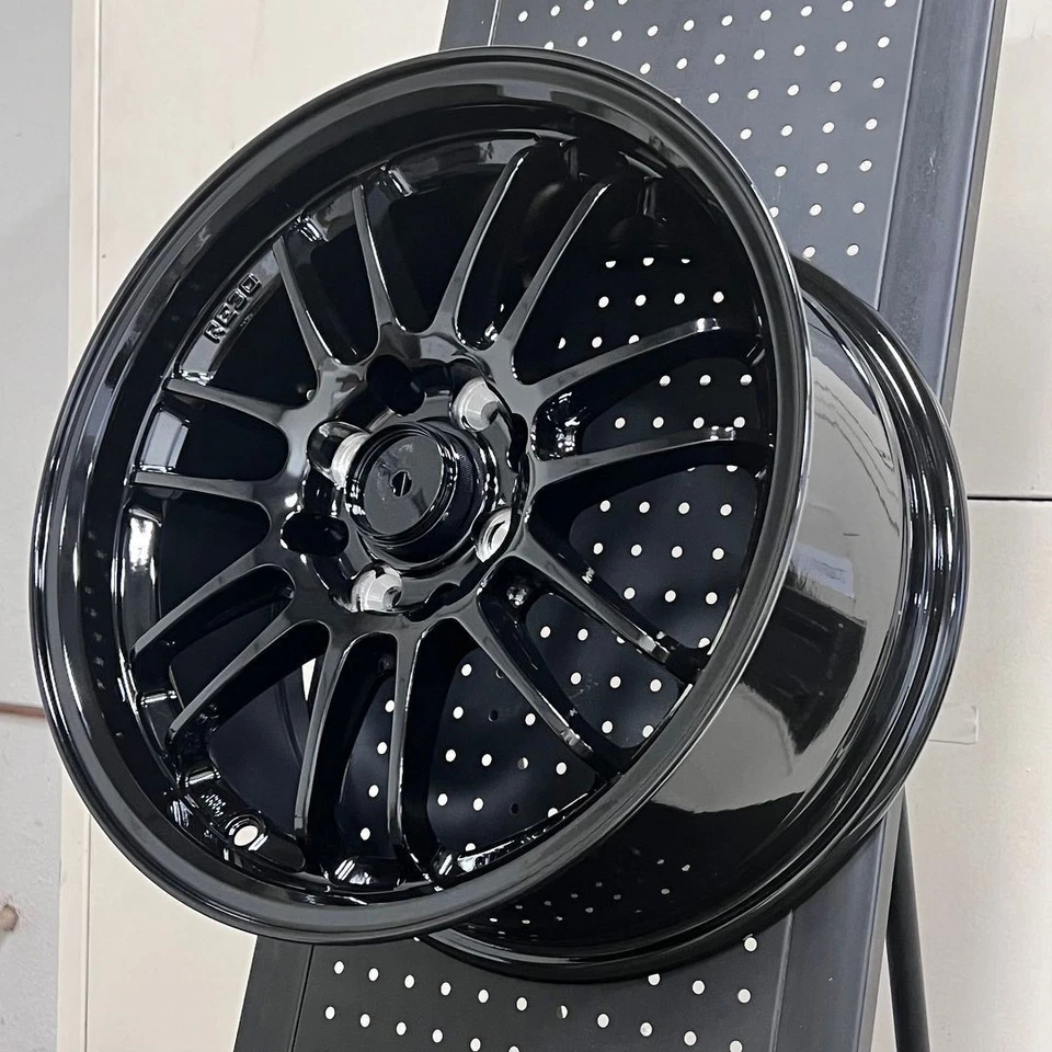 15" IPW 560 RE30 STYLE BLACK WHEELS RIMS 4X100 FITS BMW E30 325i 325ix 325is - Image 2 of 2