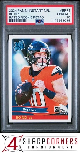 2024 PANINI INSTANT NFL RATED ROOKIE RETRO #RRR1 BO NIX RC #/890 PSA 10