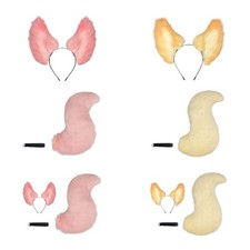 Foxes Ears Headband Faux Furs Tail Halloween Cosplay Party Costume Accessories