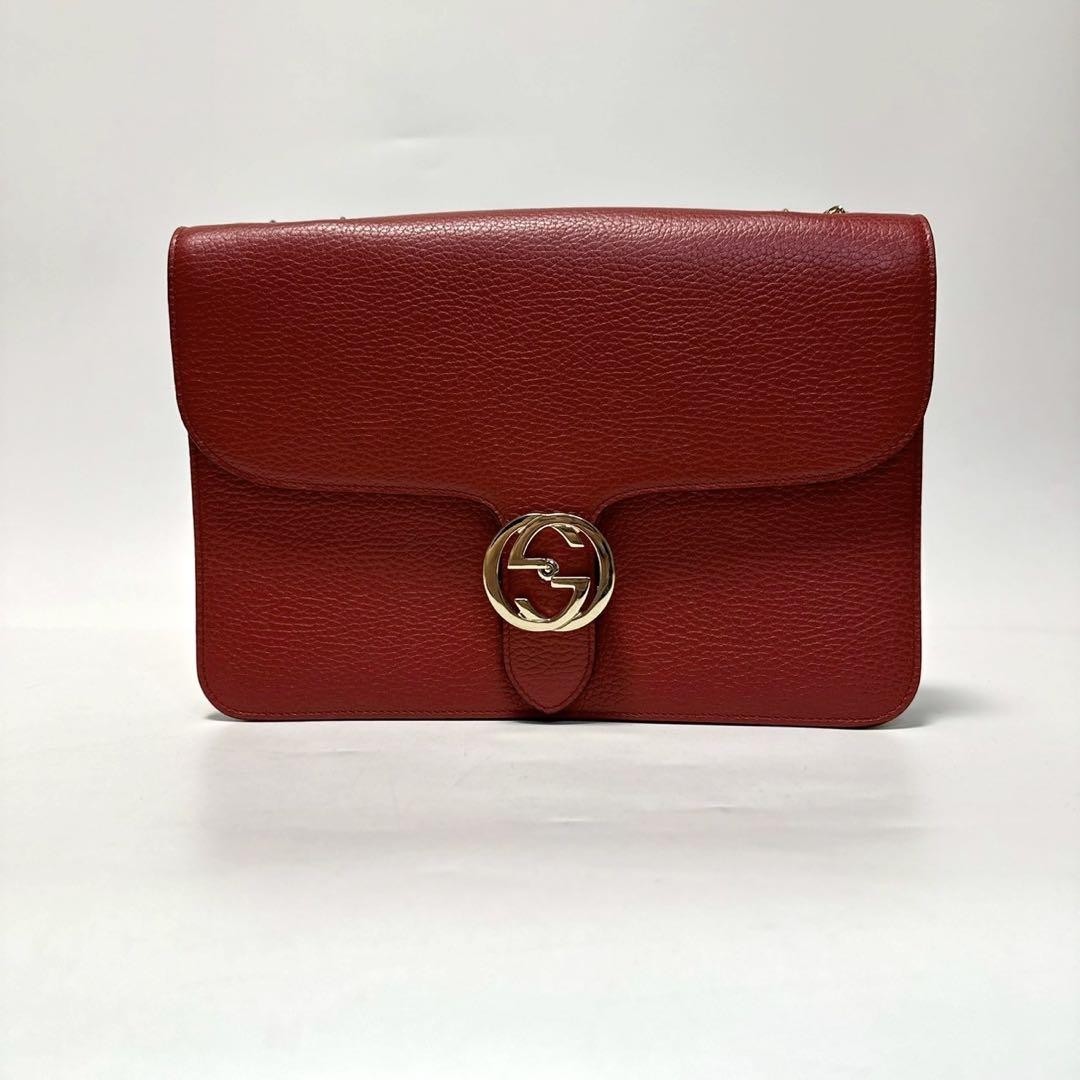 Gucci GG Black Leather Chain Shoulder Bag Pre-Owned-image