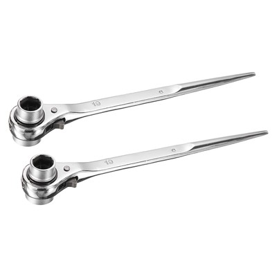 19x24mm Hexagon Scaffold Podger Ratchet Spanner Ratcheting Socket Wrench 2pcs
