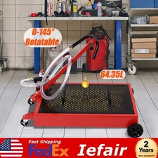 Oil Drain Pan Low Profile with Electric Pump 120W and Wheels Car Truck 17Gal