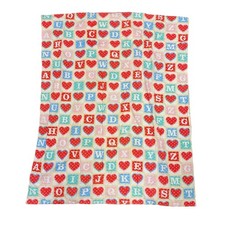 Vtg Kids Nap Quilt 50x42 Reversible Pillow Pocket Bunny Alphabet Hearts