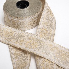 Borte 1M Bordüre lfm 40mm Band Webband  Sariborte Orient Mittelalter  Creme 4,0