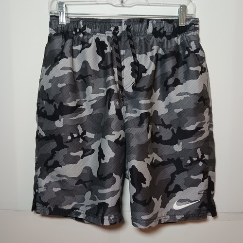 Nike Swim Mens Volley Beach Board Shorts Mens Sz M Gray Camo 9" Inseam NESS9423