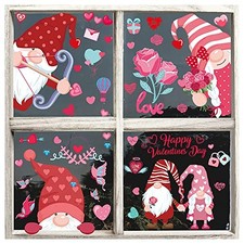 Valentines Day Window Clings Decorations,126Pcs Valentines Window clings Gnome