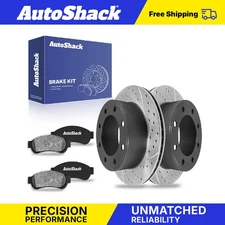 Rear Drilled Slotted Brake Rotors Ceramic Pads for Ford F-250 Super Duty