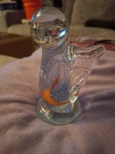 Vintage Angel With Orange Cresent Moon Paperweight