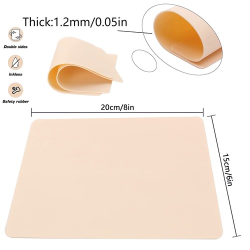 Tattoo Practice Skin 5 Pcs 19.5cm×14cm×1.5mm Thick Silicone Fake Skin Blank Kit - Picture 6 of 8