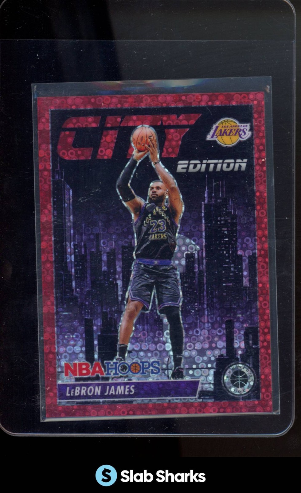 2023 PANINI HOOPS PREMIUM STOCK LEBRON JAMES CITY EDITION RED DISCO PRIZM /99