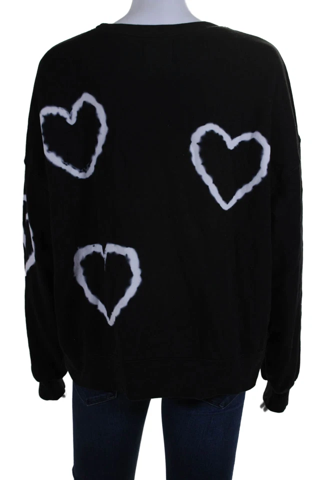 Top de manga larga con estampado de corazón y tie dye de algodón negro talla S Electric & Rose para mujer Foto 3 de 4