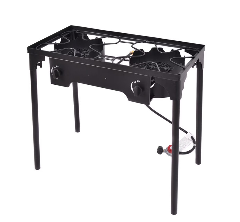 Costway Double Burner Gas Propane Cooker Outdoor Picnic Stove Stand BBQ Grill