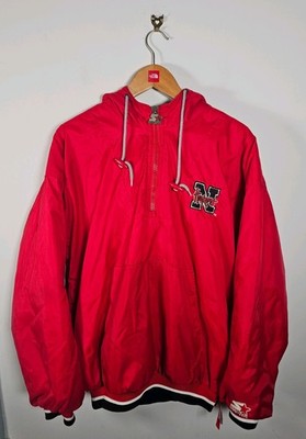 Vintage 90s Starter Nebraska Cornhuskers Jacket Mens Large Red Half Zip Hooded NCAA