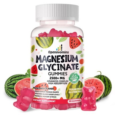 Magnesium Glycinate Gummies 2500mg - Sugar 90 Count (Pack of 1), Watermelon