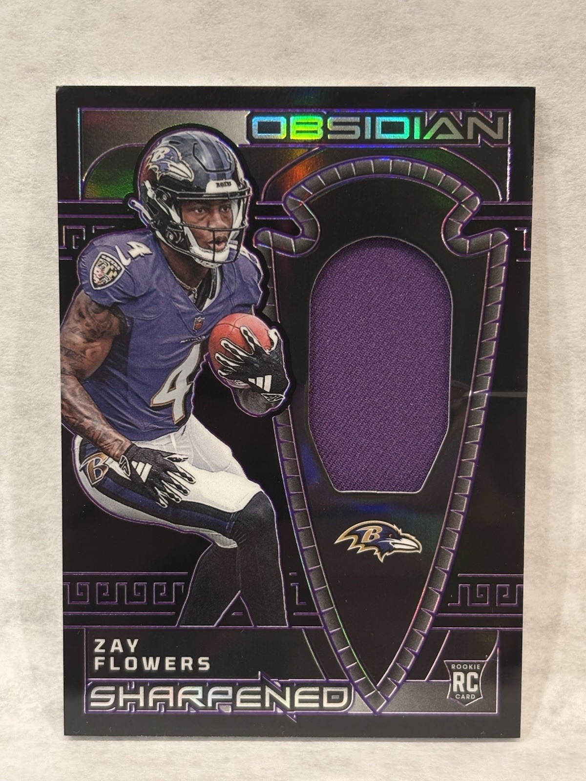 2023 Panini Obsidian- Zay Flowers Sharpened Purple Electric Etch /75 #SSW-ZFL RC