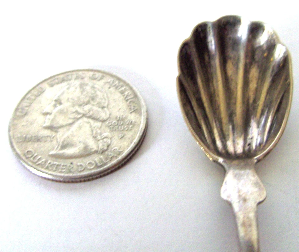 ANTIQUE COIN SILVER SUGAR SPOON-FIDDLE SHELL -J. A. WEBB & CO. / H&S-MONOGRAM WM - Image 2 of 4
