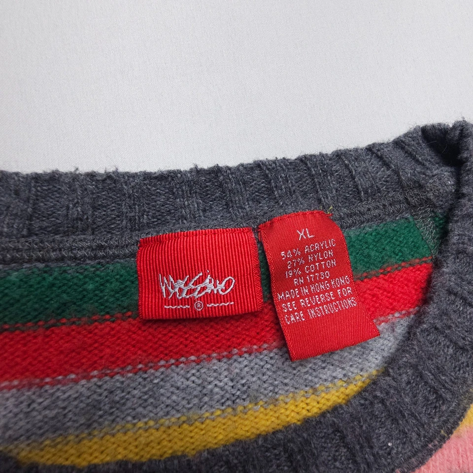 Suéter Mossimo Y2K meninas jovens tamanho XL listrado colorido retrô anos 2000 vintage - Imagem 3 de 4