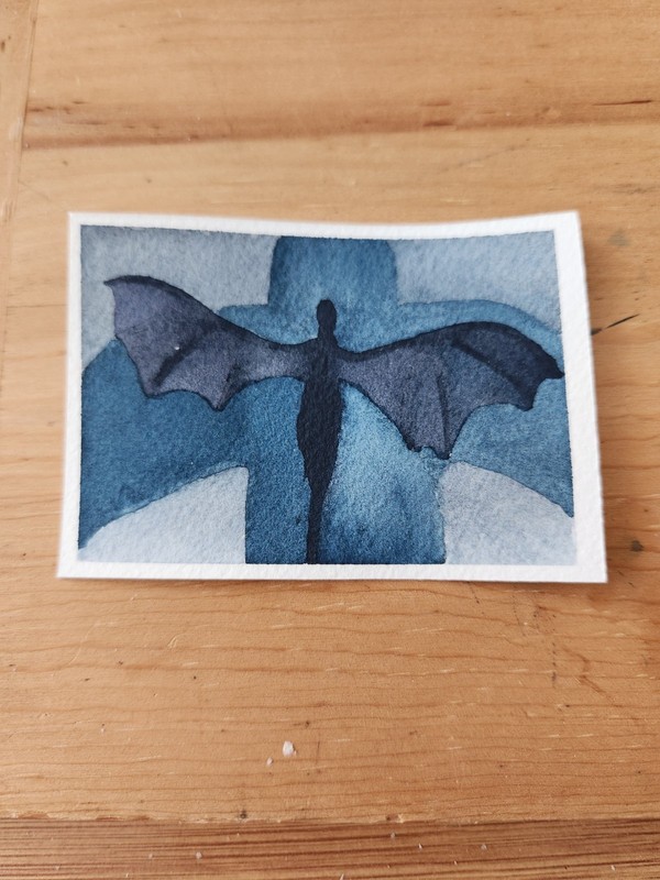 ACEO Art Card Original Watercolor Dragon HotD 2.5x3.5in  NookArtDecor