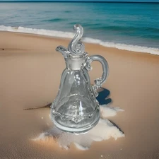 Vintage Fostoria Century Clear Glass Oil Vinegar Cruet With Stopper 6.5”