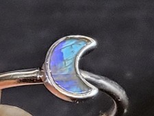 Vintage Sterling Silver 925 Moonstone Half Moon Ring Size 7 Signed NC