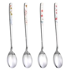 Korean Spoons Soup with Long Handles,4 Pack 304 Stainless Steel Asian Metal