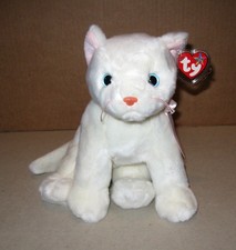 NWT - 1999 Flip the Cat - Large 11" Long - Ty Beanie Buddies Solid White Kitty
