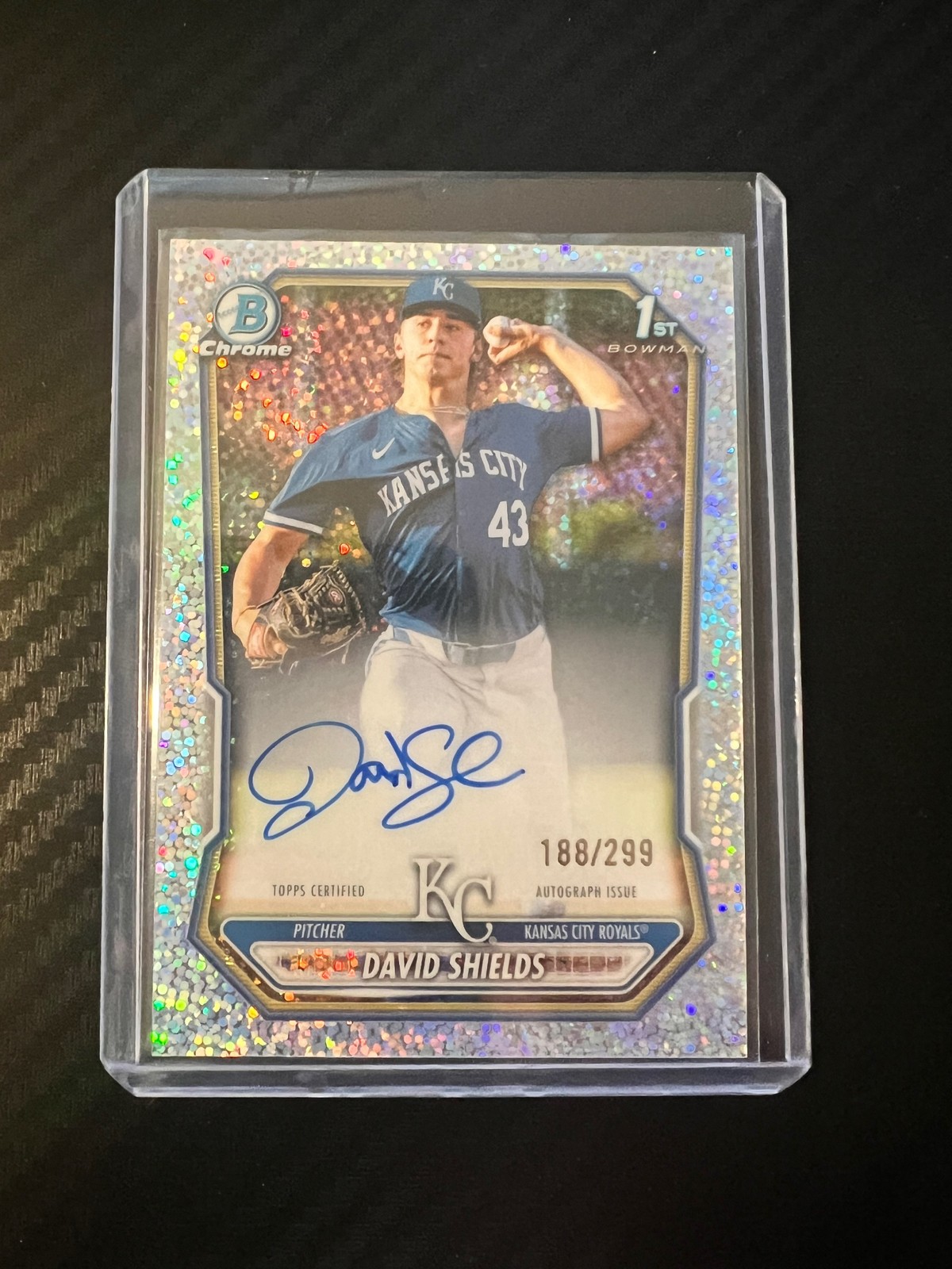 2026 Bowman #CPA-DSH David Shields Chrome Prospect Autographs Speckle Ref #/299