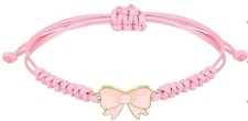Pink bow braided bracelet