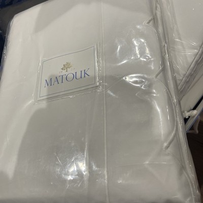 $750 Matouk Italy New F/Q Duvet Cover Butterfield 500TC Percale White/White
