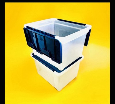 2 IRIS Stackable Storage Containers Made USA