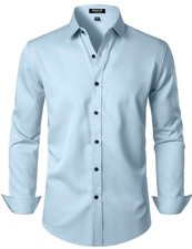 JEMITOP Men's Stretch Wrinkle Free Dress Shirts Formal Wedding Prom Long Medium