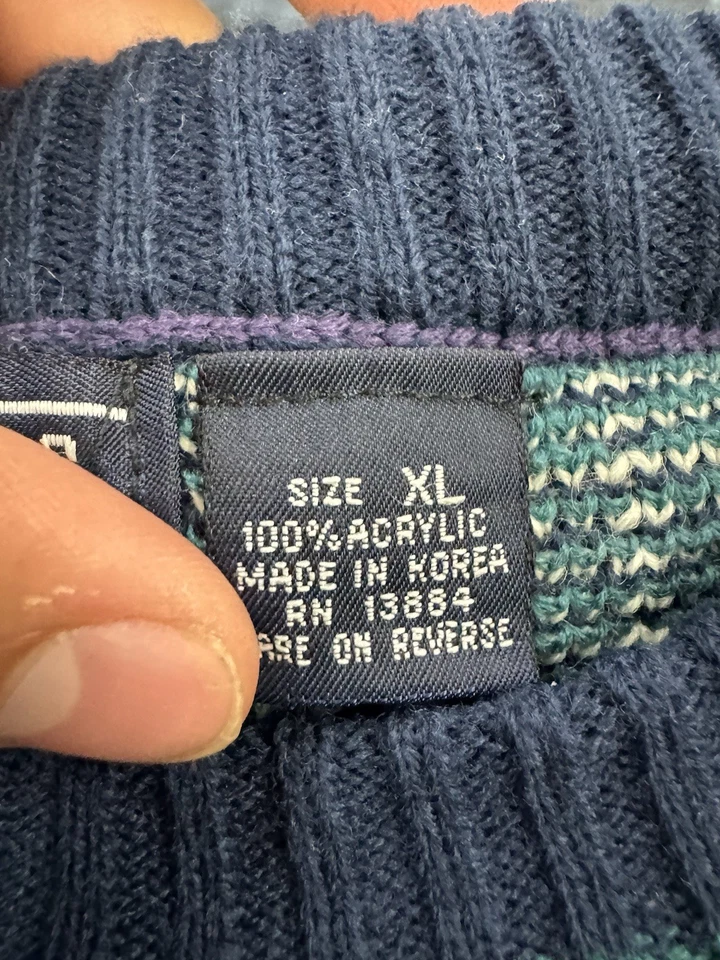 Suéter Van Heusen Vintage Años 90 Rejilla Colorido Geométrico Para Hombre Talla XL Foto 3 de 4