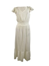 Vince Camuto Women's Gauzy Smocked-Waist Ruffled Dress (XS, New Ivory)