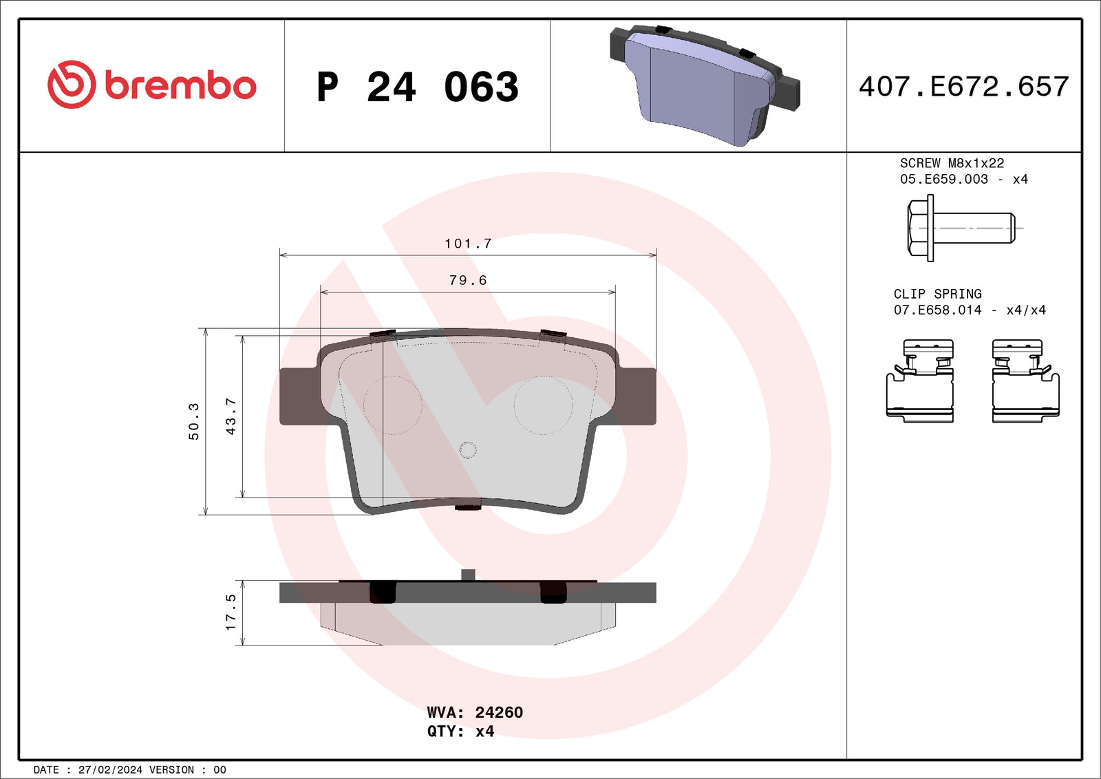 Für BREMBO P 24 063 Brake Pad Set, disc brake P 24 063 Brake pads set rear , fi - Bild 6